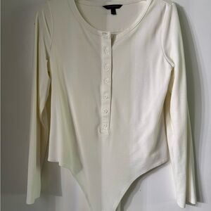 Banana Republic Ivory Long Sleeve Bodysuit
